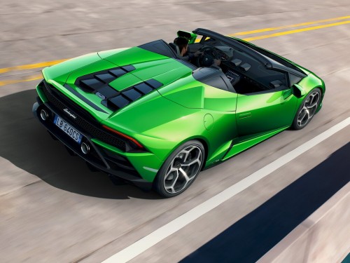 Характеристики автомобиля Lamborghini Huracan 5.2 AMT Evo Spyder (05.2020 - 12.2022): фото, вместимость, скорость, двигатель, топливо, масса, отзывы