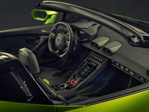 Характеристики автомобиля Lamborghini Huracan 5.2 AMT Evo Spyder (05.2020 - 12.2022): фото, вместимость, скорость, двигатель, топливо, масса, отзывы