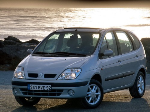 Характеристики автомобиля Renault Scenic 1.6 AT RXE (03.1999 - 02.2003): фото, вместимость, скорость, двигатель, топливо, масса, отзывы